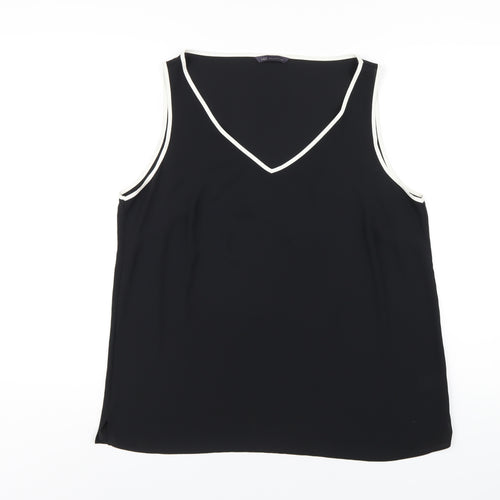 Marks and Spencer Womens Black Polyester Basic Tank Size 16 V-Neck