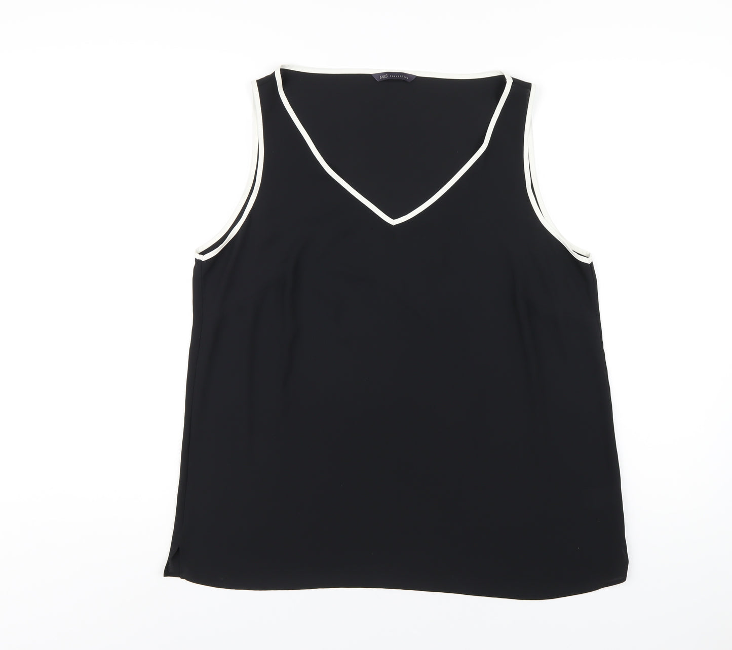 Marks and Spencer Womens Black Polyester Basic Tank Size 16 V-Neck