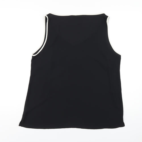 Marks and Spencer Womens Black Polyester Basic Tank Size 16 V-Neck