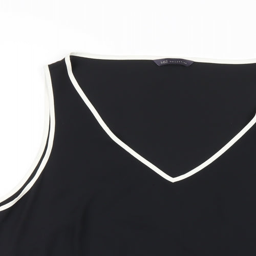 Marks and Spencer Womens Black Polyester Basic Tank Size 16 V-Neck