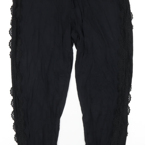 Marks and Spencer Womens Black Viscose Jogger Trousers Size 12 L29 in Regular