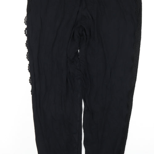 Marks and Spencer Womens Black Viscose Jogger Trousers Size 12 L29 in Regular