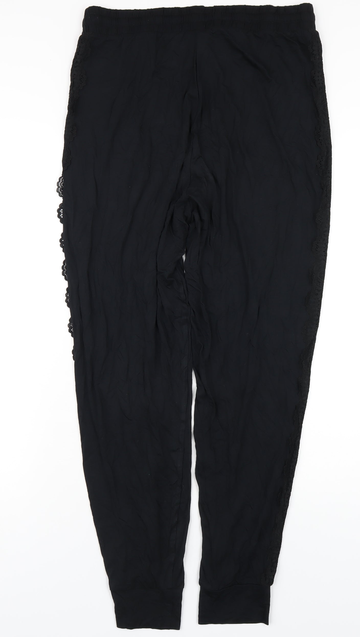 Marks and Spencer Womens Black Viscose Jogger Trousers Size 12 L29 in Regular
