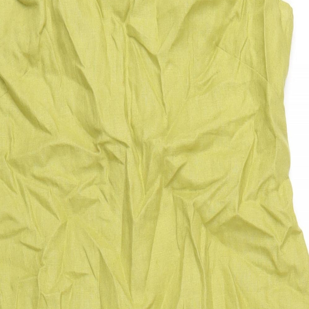 Autograph Womens Green Linen A-Line Size 14 Square Neck Zip