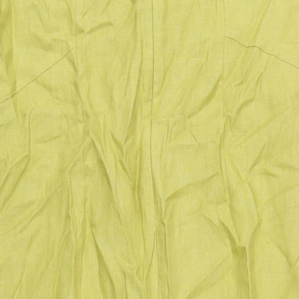 Autograph Womens Green Linen A-Line Size 14 Square Neck Zip
