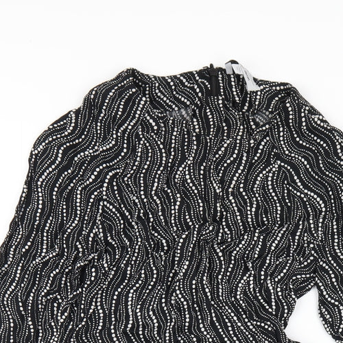 & Other Stories Womens Black Geometric Viscose Mini Size 8 Round Neck Zip