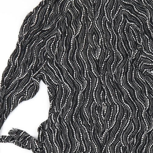 & Other Stories Womens Black Geometric Viscose Mini Size 8 Round Neck Zip