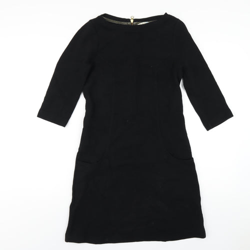 Boden Womens Black Cotton A-Line Size 12 Off the Shoulder Zip