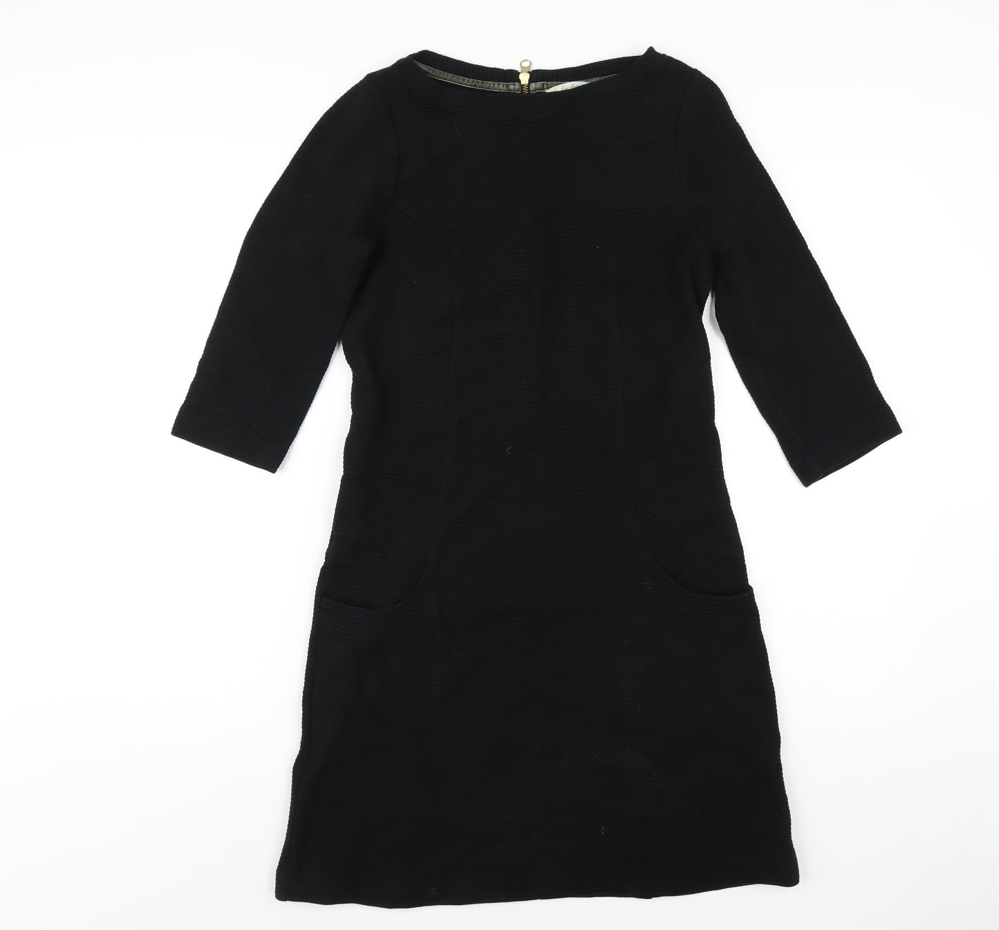 Boden Womens Black Cotton A-Line Size 12 Off the Shoulder Zip