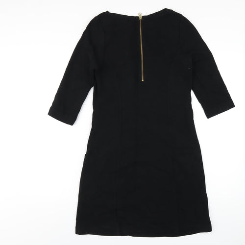Boden Womens Black Cotton A-Line Size 12 Off the Shoulder Zip