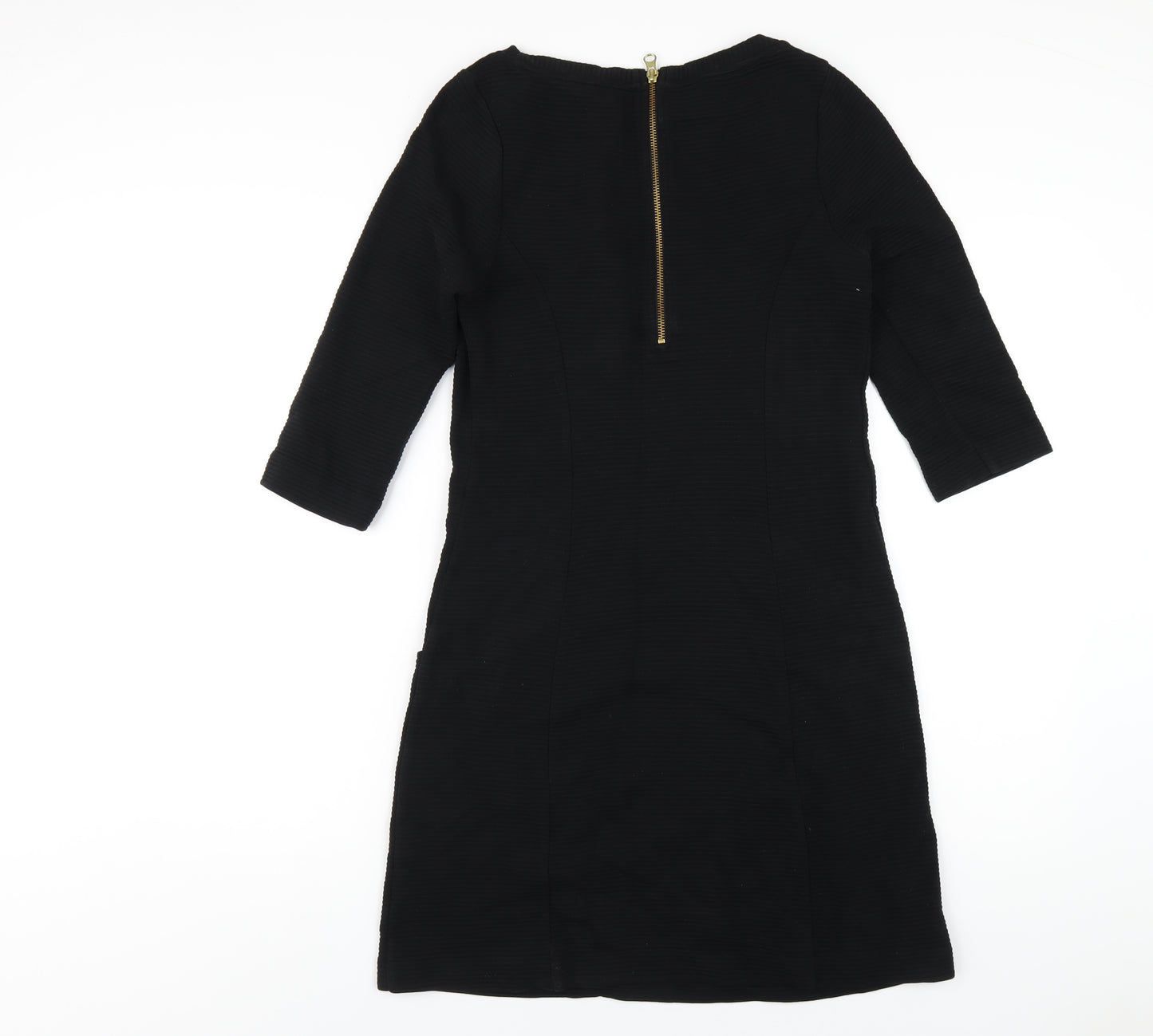 Boden Womens Black Cotton A-Line Size 12 Off the Shoulder Zip