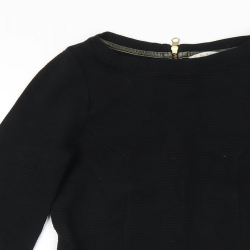 Boden Womens Black Cotton A-Line Size 12 Off the Shoulder Zip