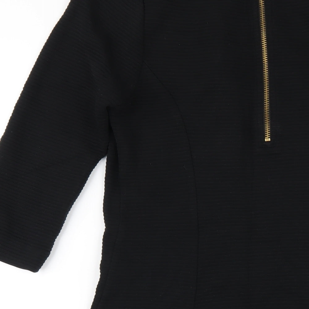 Boden Womens Black Cotton A-Line Size 12 Off the Shoulder Zip