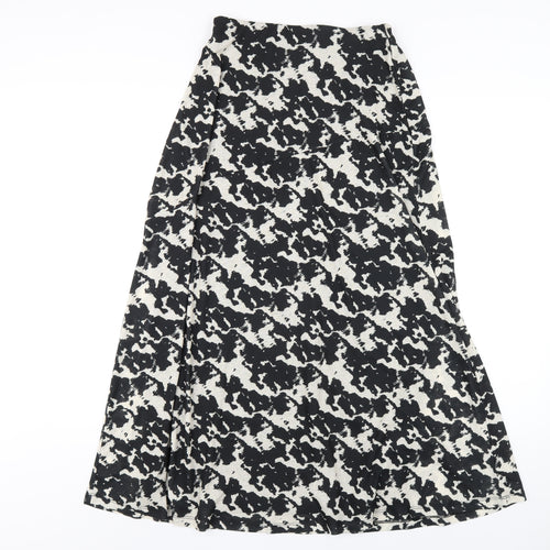 Marks and Spencer Womens Black Geometric Polyester A-Line Skirt Size 8