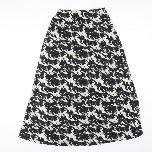 Marks and Spencer Womens Black Geometric Polyester A-Line Skirt Size 8
