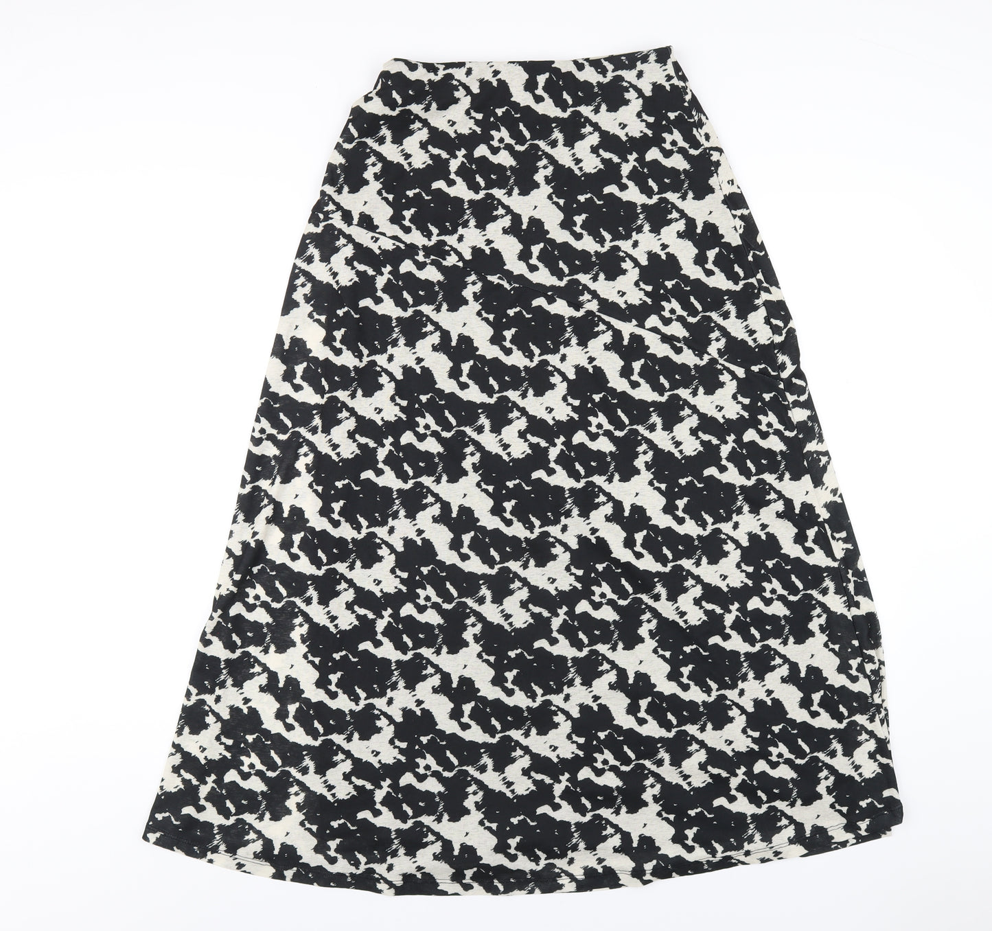 Marks and Spencer Womens Black Geometric Polyester A-Line Skirt Size 8