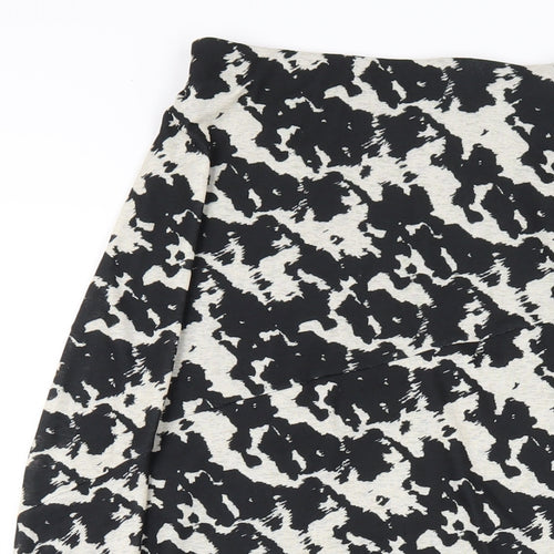 Marks and Spencer Womens Black Geometric Polyester A-Line Skirt Size 8