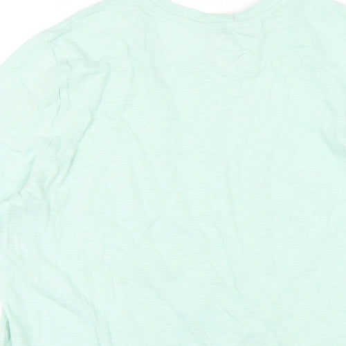 Marks and Spencer Womens Green Cotton Basic T-Shirt Size 12 Round Neck