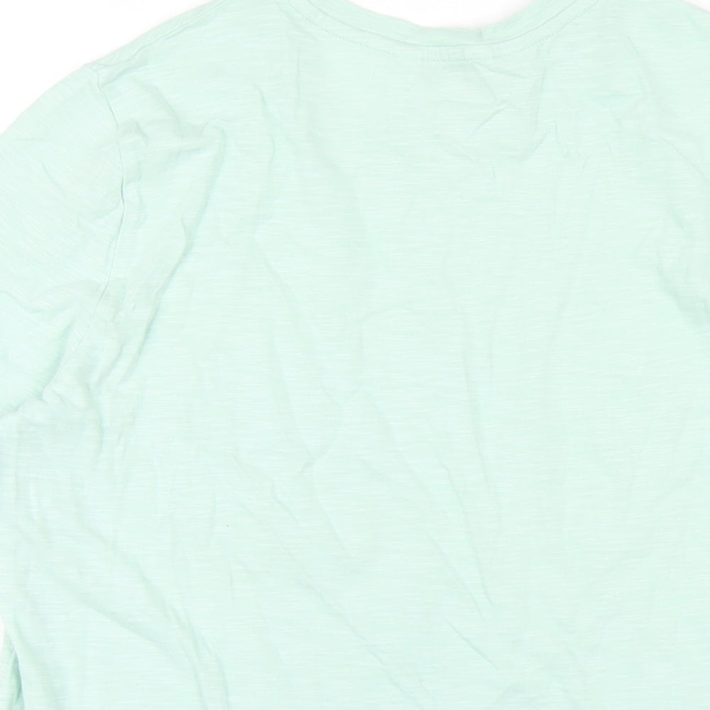 Marks and Spencer Womens Green Cotton Basic T-Shirt Size 12 Round Neck