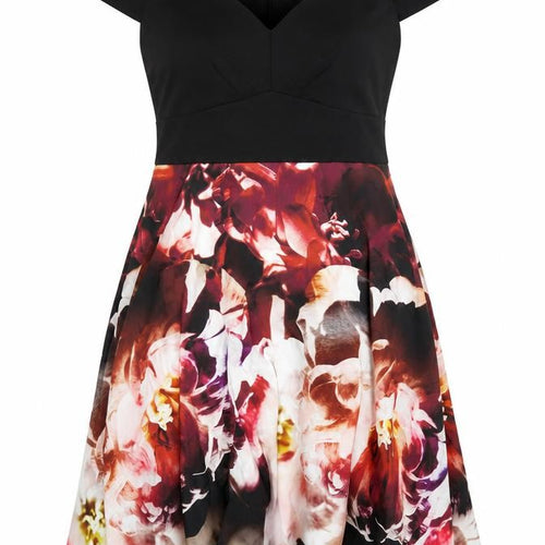 Ariella Womens Multicoloured Floral Polyester A-Line Size 16 Off the Shoulder Zip