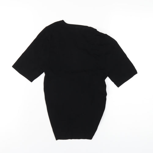 Zara Womens Black Viscose Basic T-Shirt Size M Round Neck
