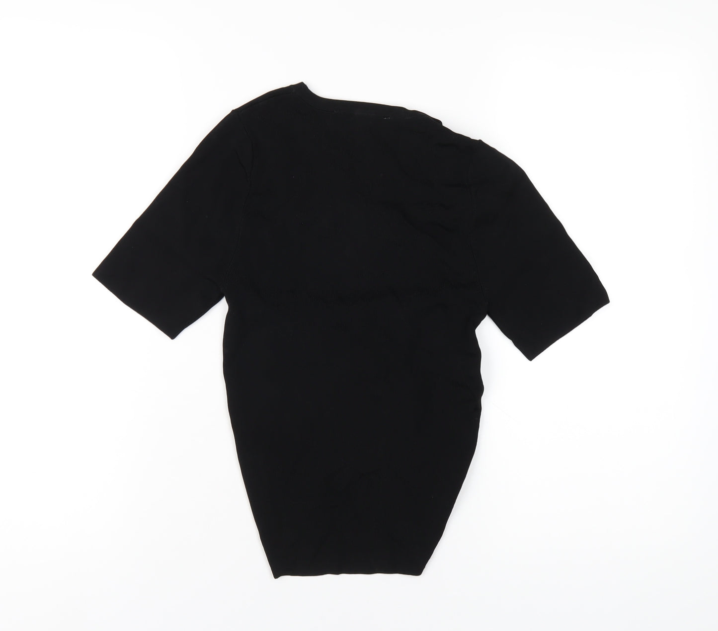 Zara Womens Black Viscose Basic T-Shirt Size M Round Neck