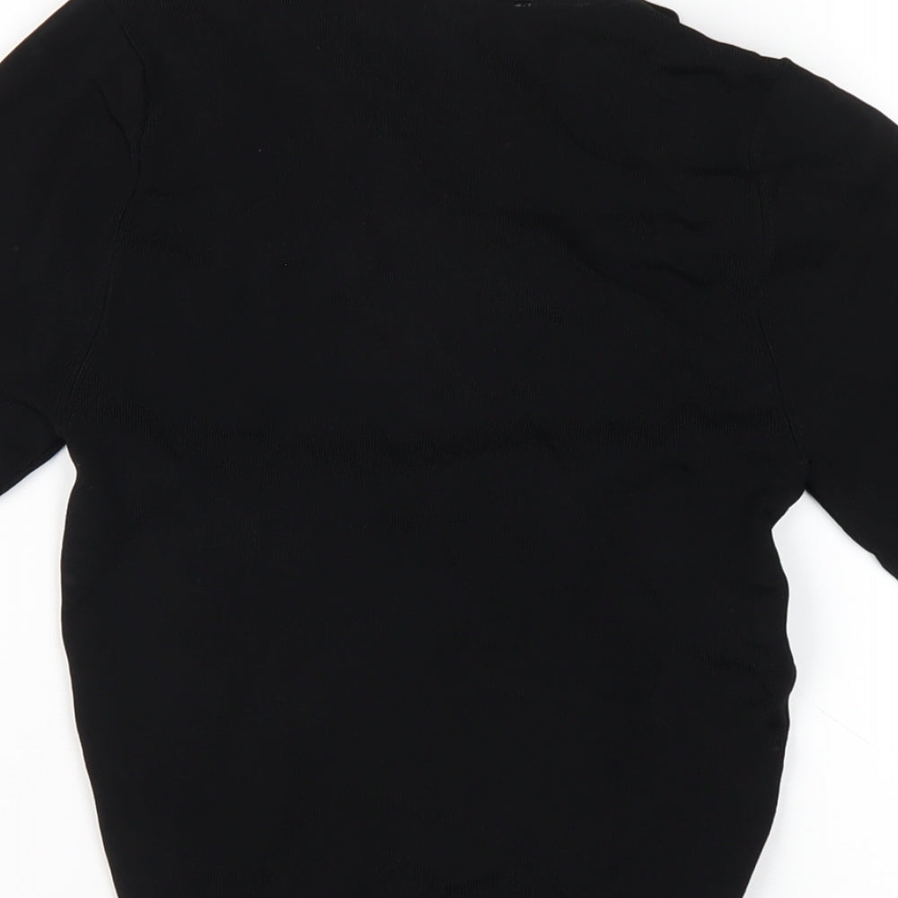 Zara Womens Black Viscose Basic T-Shirt Size M Round Neck