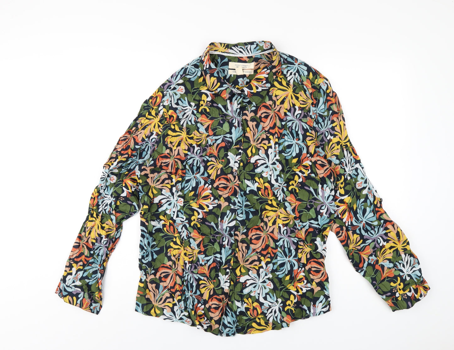 Seasalt Womens Multicoloured Geometric Cotton Basic Button-Up Size 18 Collared