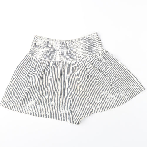 Marks and Spencer Girls Grey Striped Cotton Bermuda Shorts Size 12-13 Years Regular