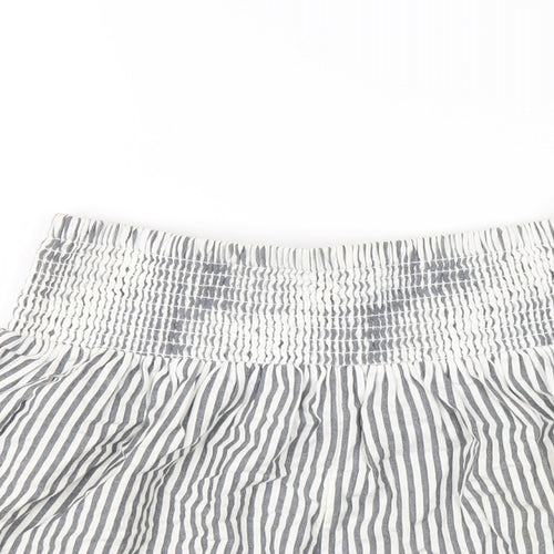 Marks and Spencer Girls Grey Striped Cotton Bermuda Shorts Size 12-13 Years Regular