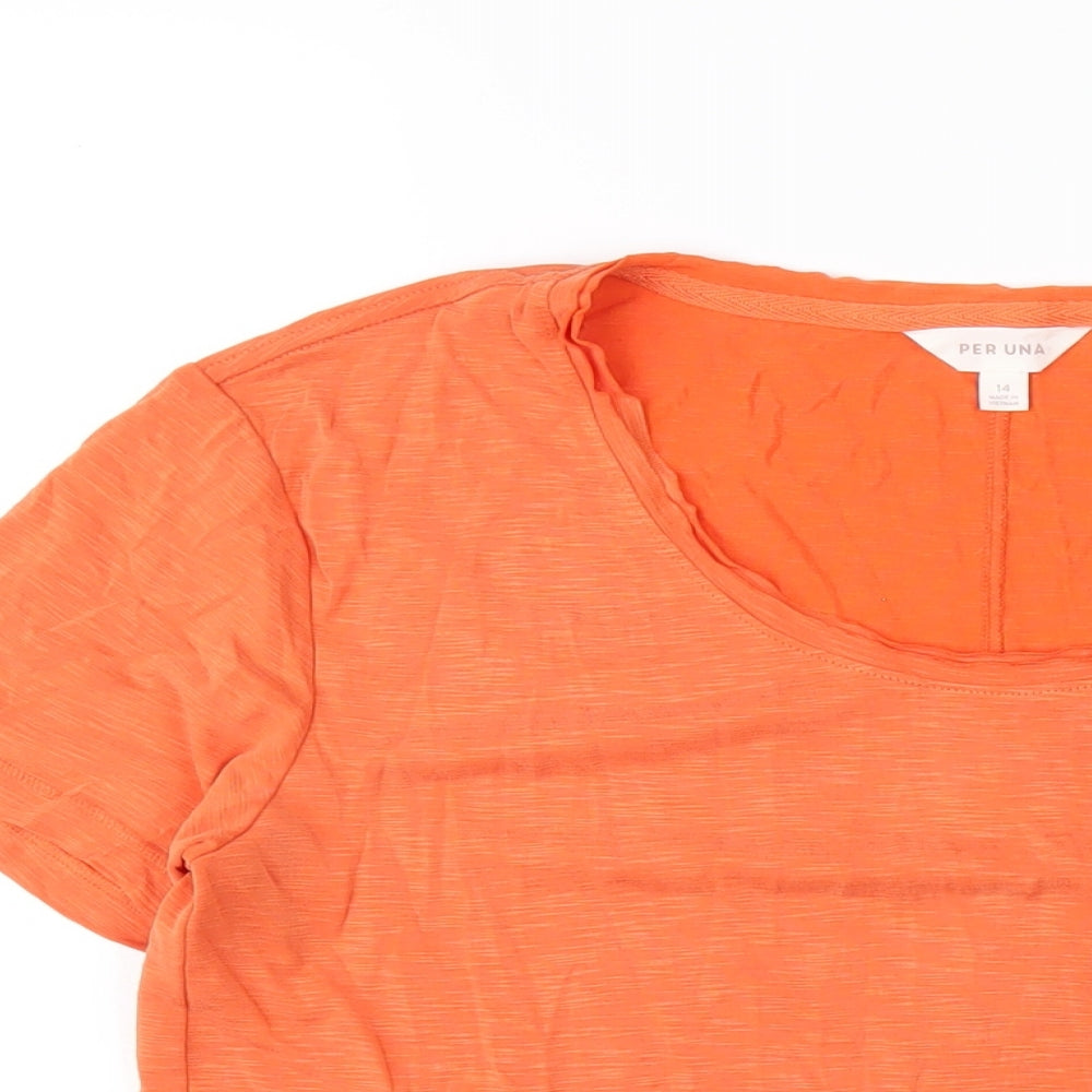 Per Una Womens Orange Modal Basic T-Shirt Size 14 Scoop Neck