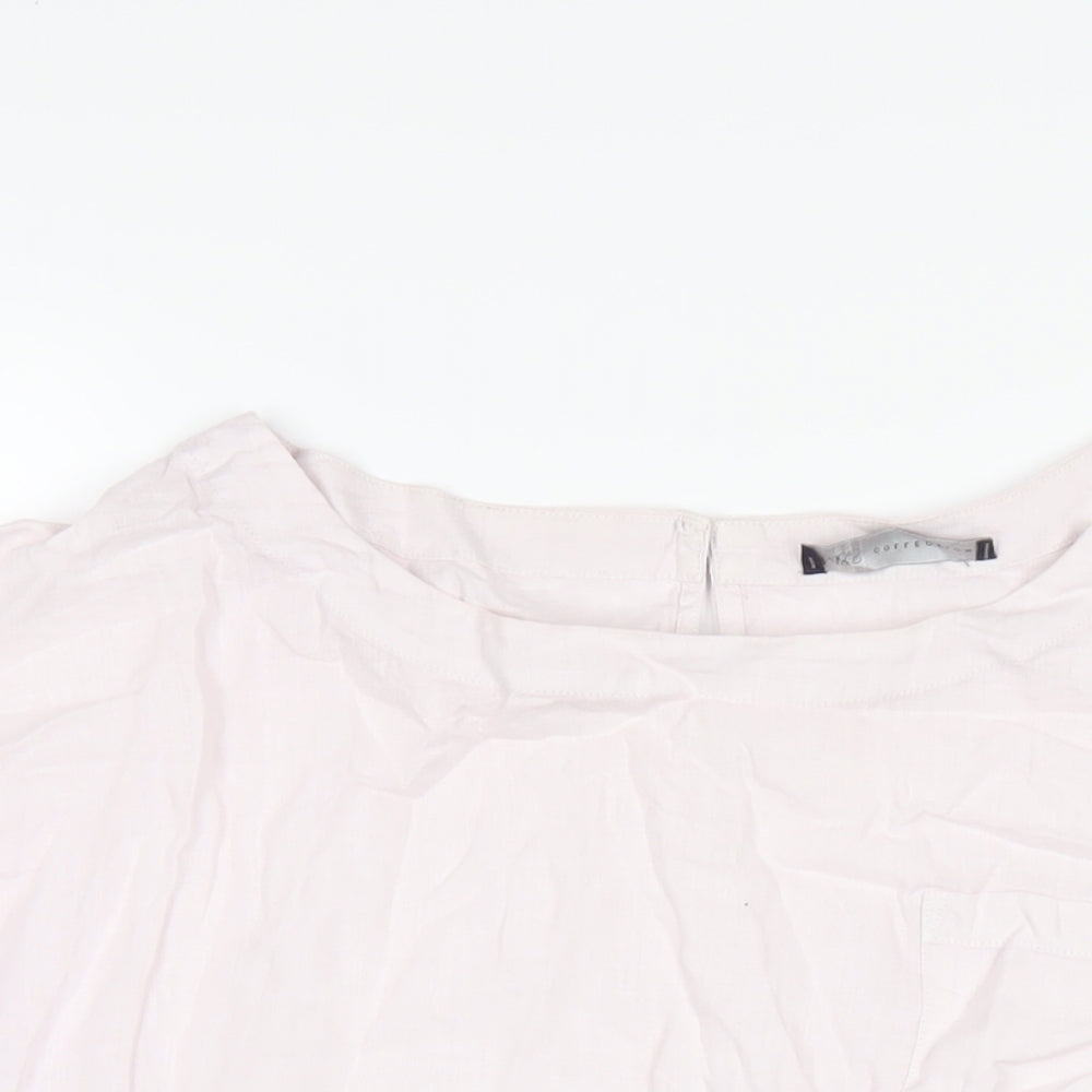 Marks and Spencer Womens Pink Linen Basic T-Shirt Size 14 Round Neck