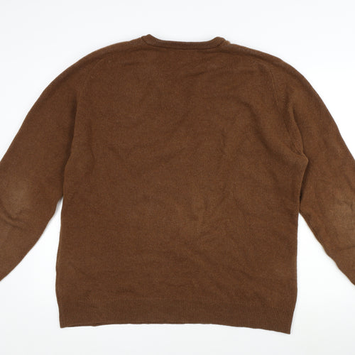 Pringle of Scotland Mens Brown Crew Neck Wool Pullover Jumper Size XL Long Sleeve