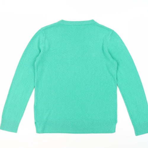 Marks and Spencer Womens Green Round Neck Acrylic Pullover Jumper Size 10