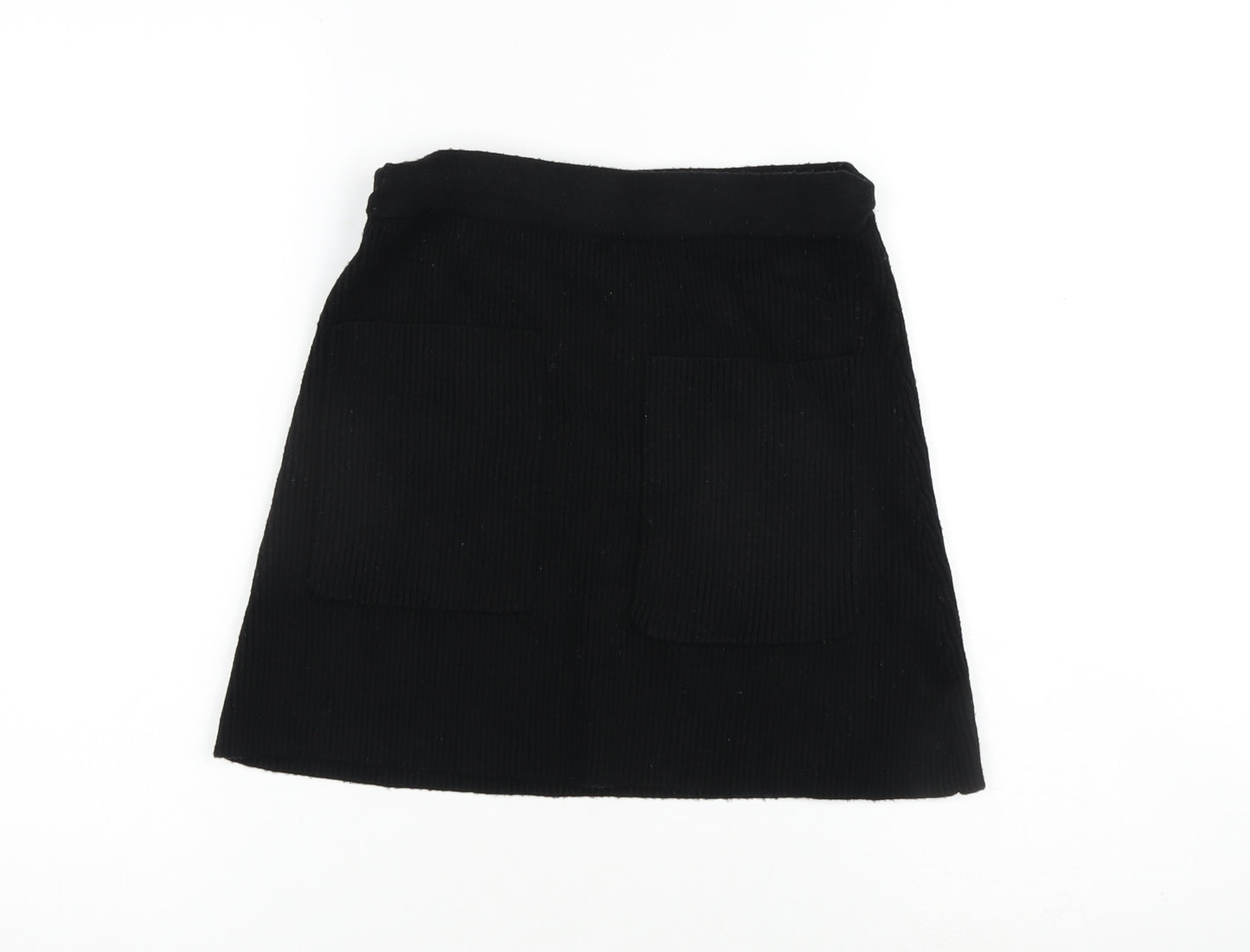 Zara Womens Black Viscose Mini Skirt Size S Tie