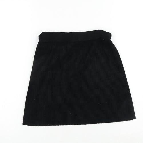 Zara Womens Black Viscose Mini Skirt Size S Tie