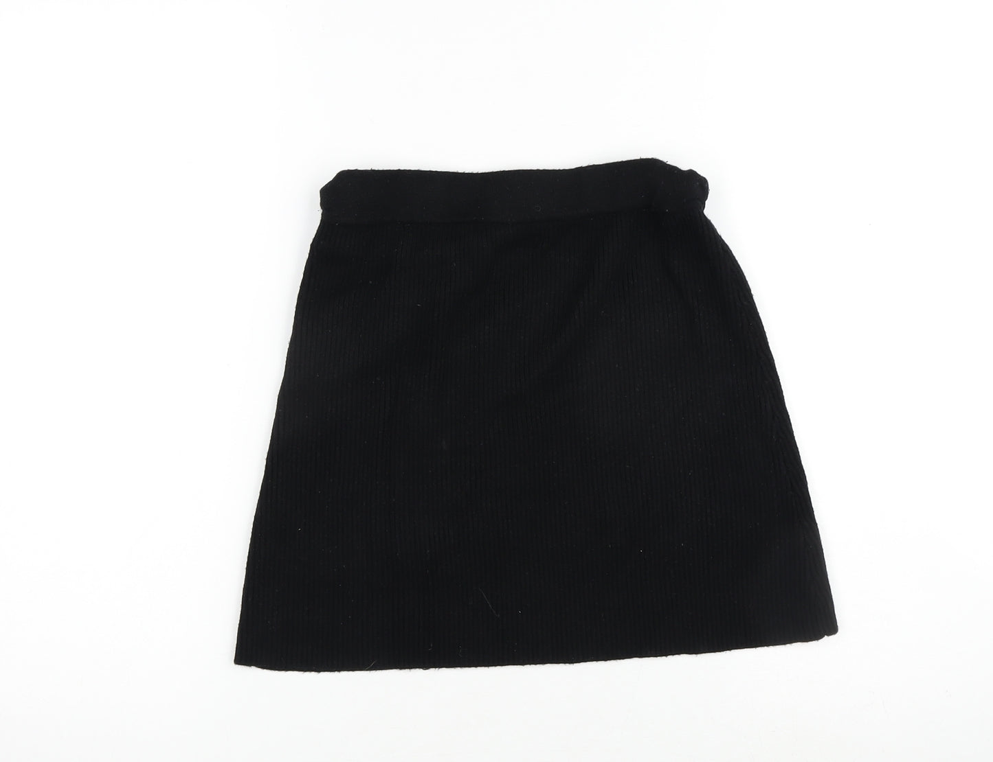 Zara Womens Black Viscose Mini Skirt Size S Tie