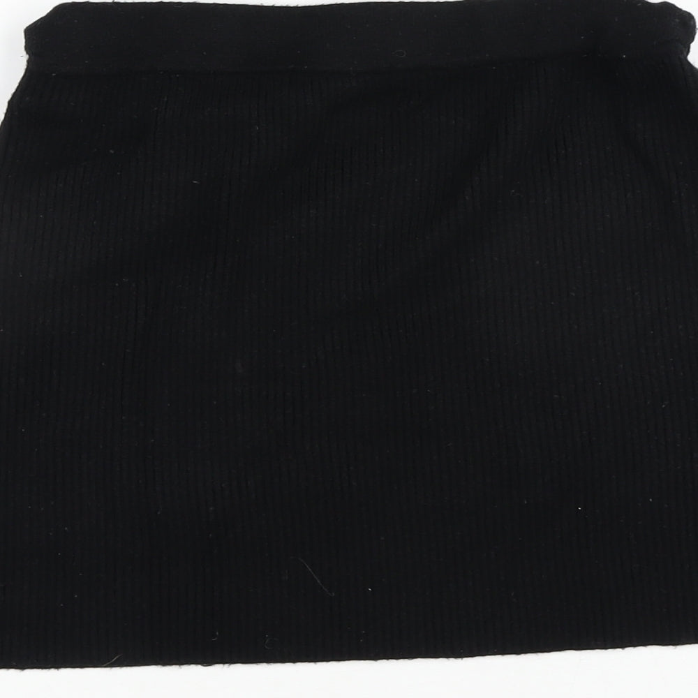 Zara Womens Black Viscose Mini Skirt Size S Tie