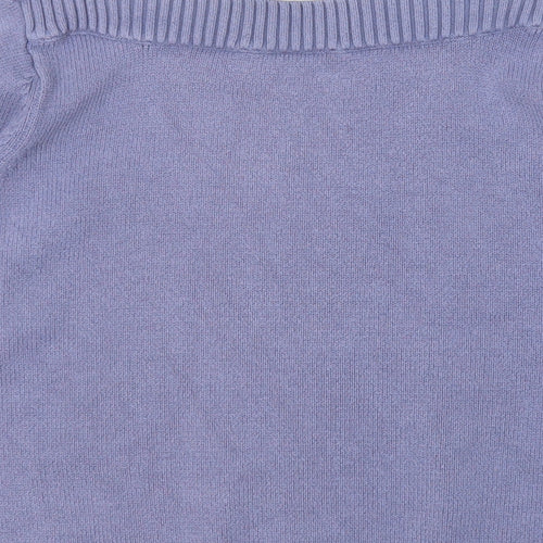 Marks and Spencer Womens Blue Round Neck Cotton Pullover Jumper Size 16