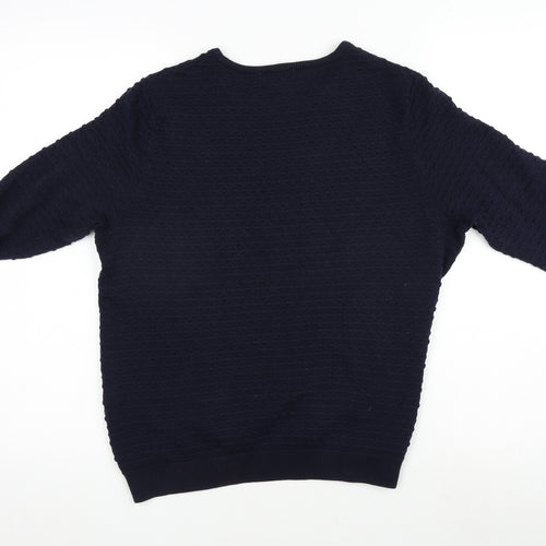 Peter Hahn Womens Blue Round Neck Cotton Pullover Jumper Size 16
