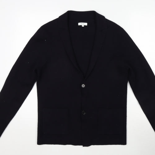 Reiss Womens Blue V-Neck Wool Cardigan Jumper Size XS
