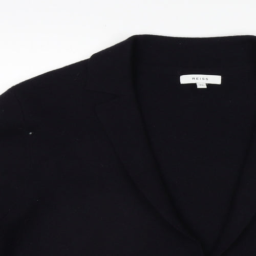 Reiss Womens Blue V-Neck Wool Cardigan Jumper Size XS