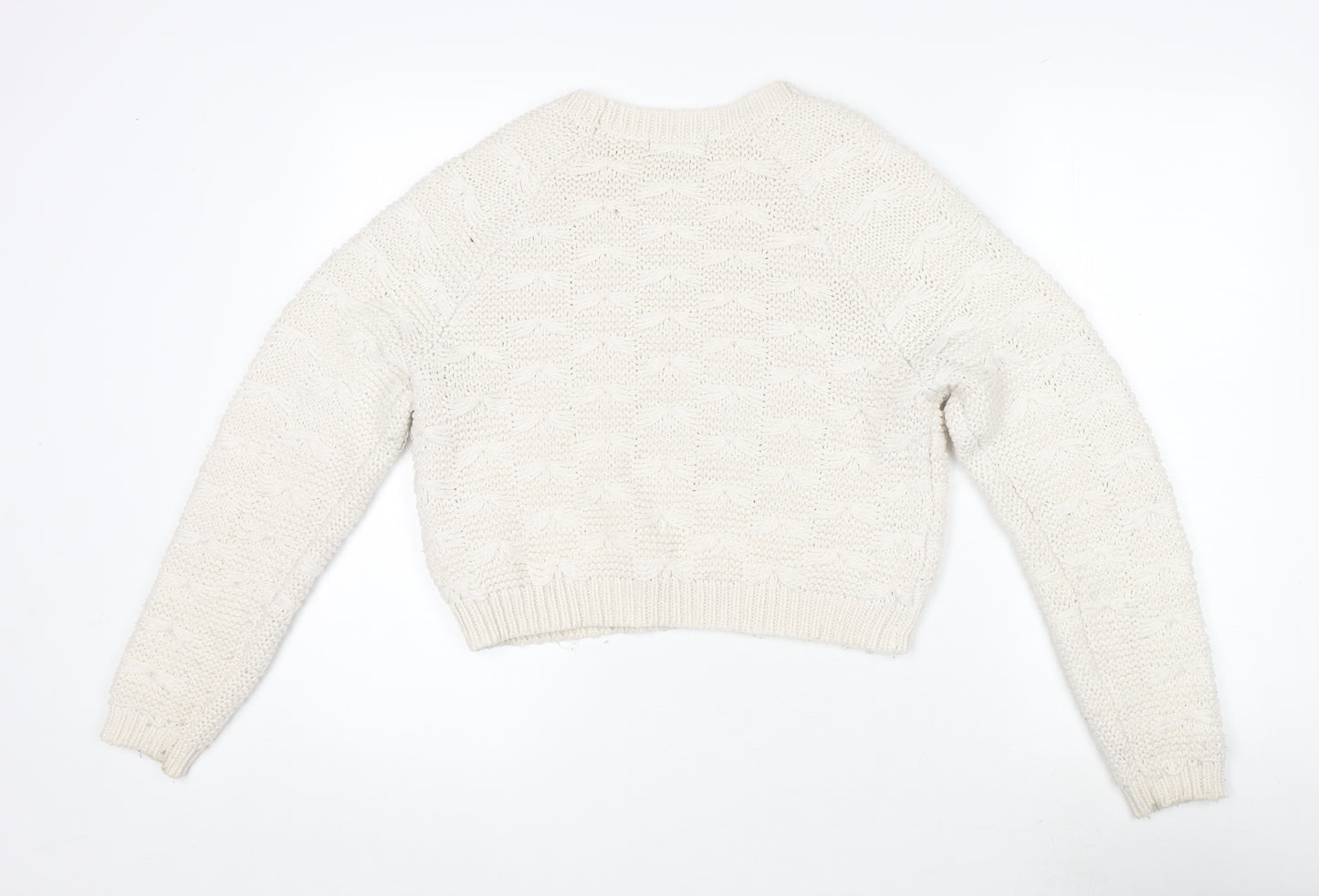 New Look Womens Ivory Crew Neck Acrylic Pullover Jumper Size 10