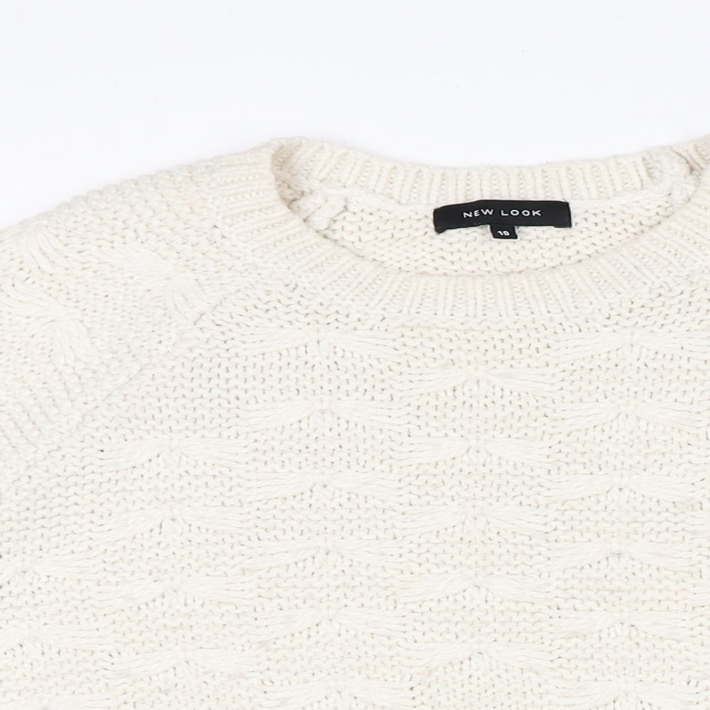 New Look Womens Ivory Crew Neck Acrylic Pullover Jumper Size 10