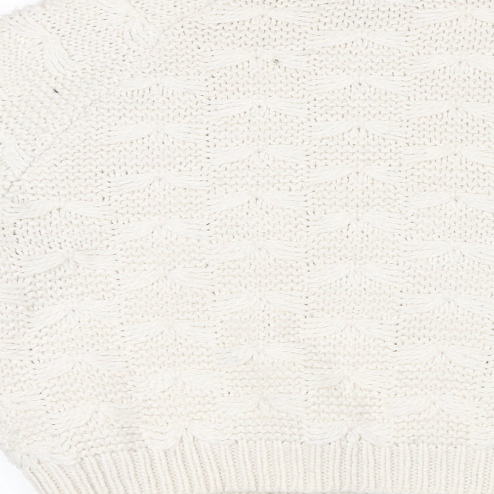 New Look Womens Ivory Crew Neck Acrylic Pullover Jumper Size 10