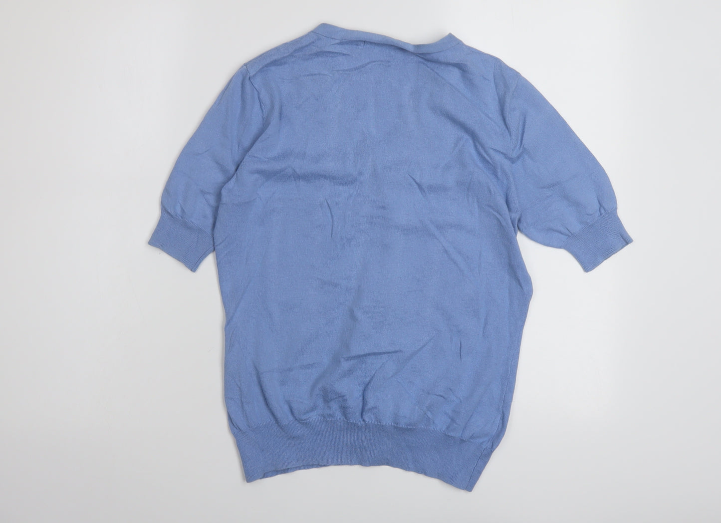 Woolovers Womens Blue V-Neck Wool Cardigan Jumper Size M