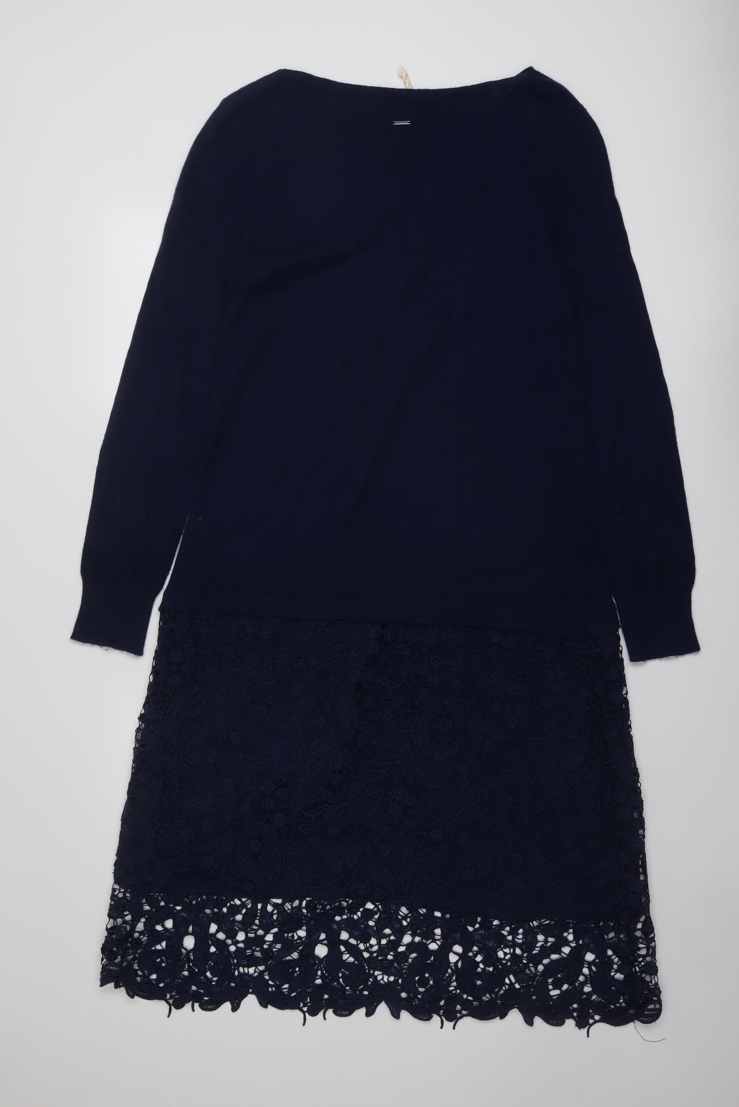 White Stuff Womens Blue Viscose Jumper Dress Size 16 Round Neck Pullover