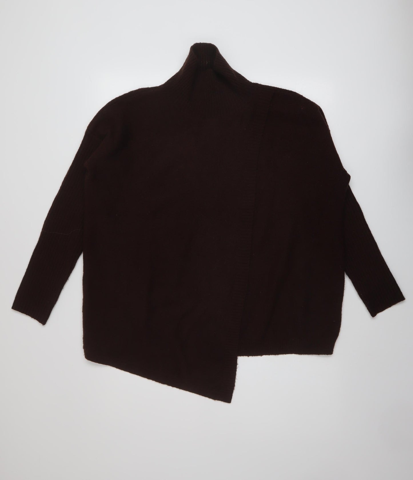 River Island Womens Brown Mock Neck Acrylic Pullover Jumper Size 12