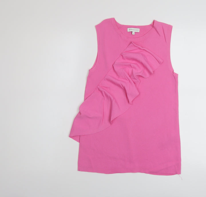 Warehouse Womens Pink Viscose Basic Tank Size 12 Round Neck