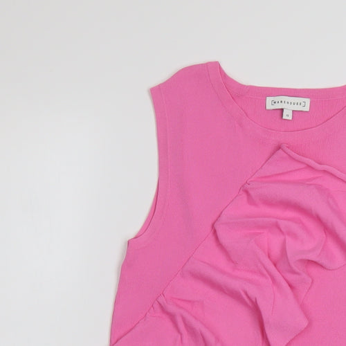Warehouse Womens Pink Viscose Basic Tank Size 12 Round Neck